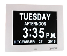 Load image into Gallery viewer, SVINZ Alarms Dementia Day Clock white
