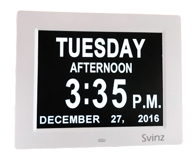 SVINZ Alarms Dementia Day Clock white